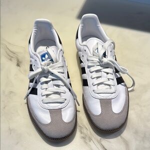 Adidas White and Gray Classic Sneakers M8 W9 NWOT